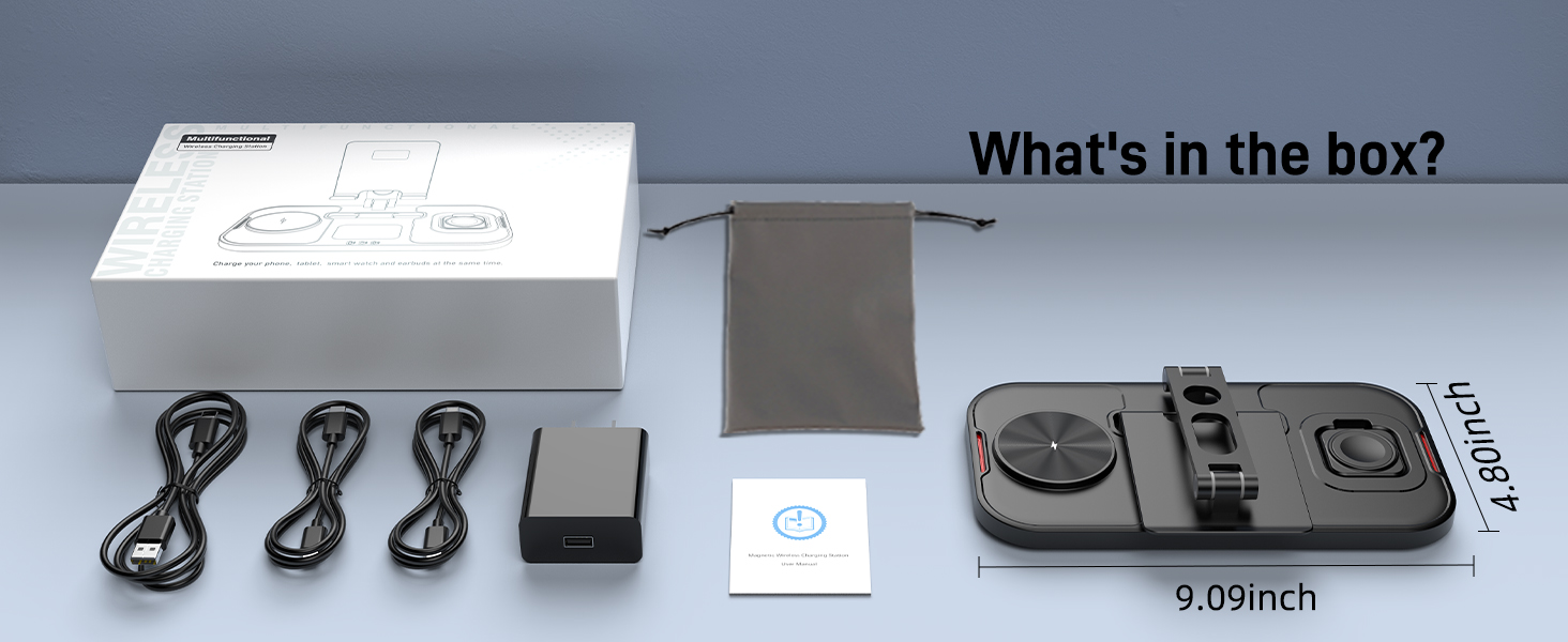 4-в-1 Бездротова зарядка для iPhone 16 Pro Max/15/14, iPad, Apple Watch та AirPods Pro (Чорний)