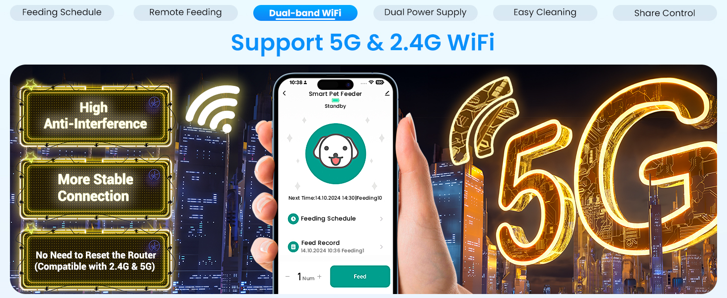 Автомат для годування котів Frienhund з 2 мисками, 7л, з Wi-Fi, програмування через APP, Alexa, для кількох котів