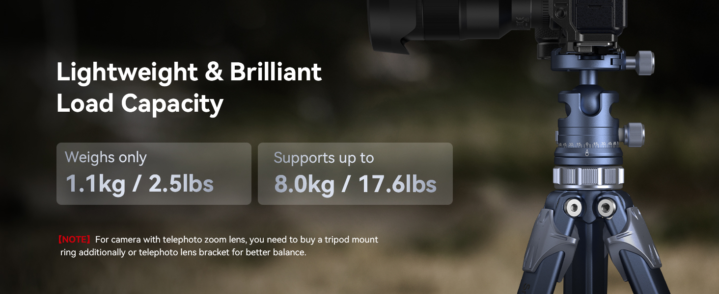 Штатив SMALLRIG для камери з компактною центральною колоною, 360° кульковою головкою, QR-пластиною, вантажопідйомністю до 8 кг, для DSLR-камер -4222B