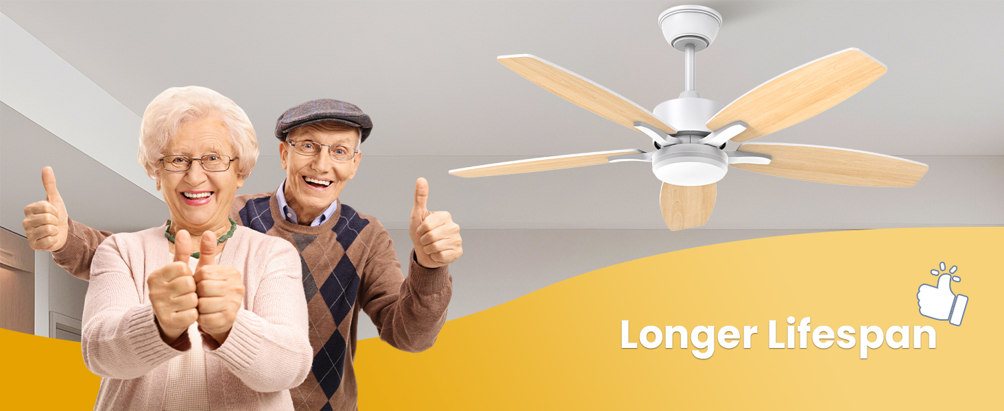 Стелянка вентилятор 106 см з підсвіткою, двосторонні лопаті, тихий вентилятор з LED-лампою та пультом керування, для спальні/вітальні, DC мотор, штанга світлого дерева