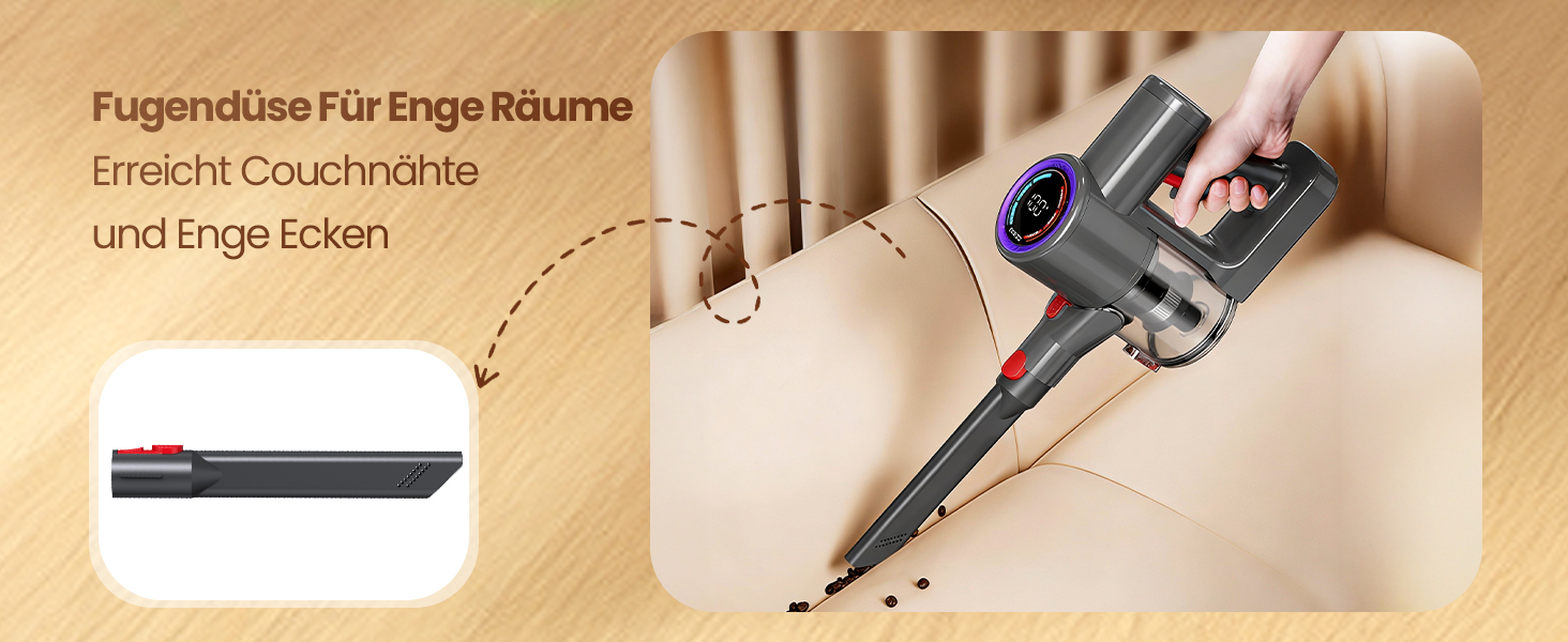 Бездротовий акумуляторний пилосос DP2 з подвійним акумулятором, 45KPa, 60 хвилин роботи, 500W, LED-дисплей, телескопічна труба, вертикальне зберігання, світло GreenEye, ідеальний для шерсті тварин/килимів/твердих підлог, золотий