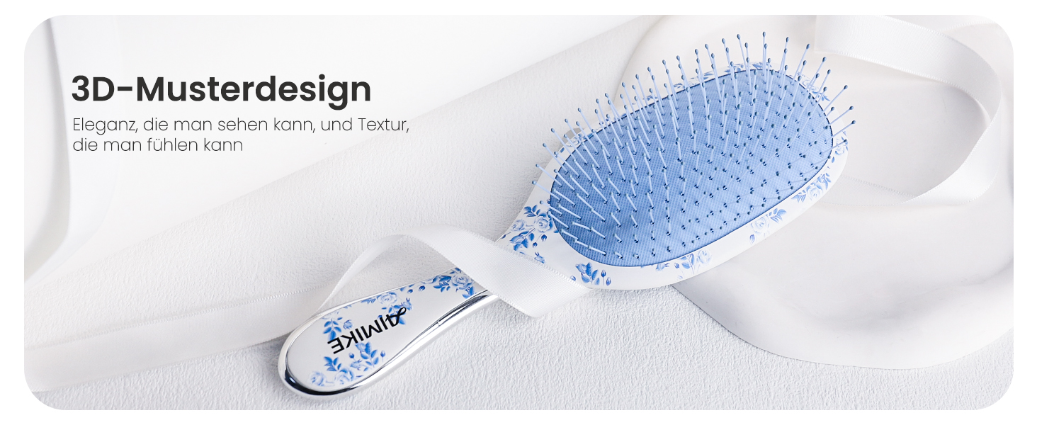 AIMIKE Rose Luxe Щітка для розчісування волосся, безболісна, з вентиляцією та ультрам'якими гнучкими щетинками, легко розплутує вузли, для мокрого та сухого волосся, для жінок, дівчаток та дітей (Porcelia Qing-Air Cushion)