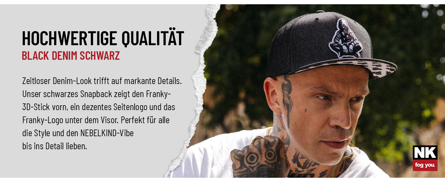 Кепка Nebelkind Snapback чорного кольору з деніму, унісекс, регульований розмір, стильна бейсболка в стилі streetwear