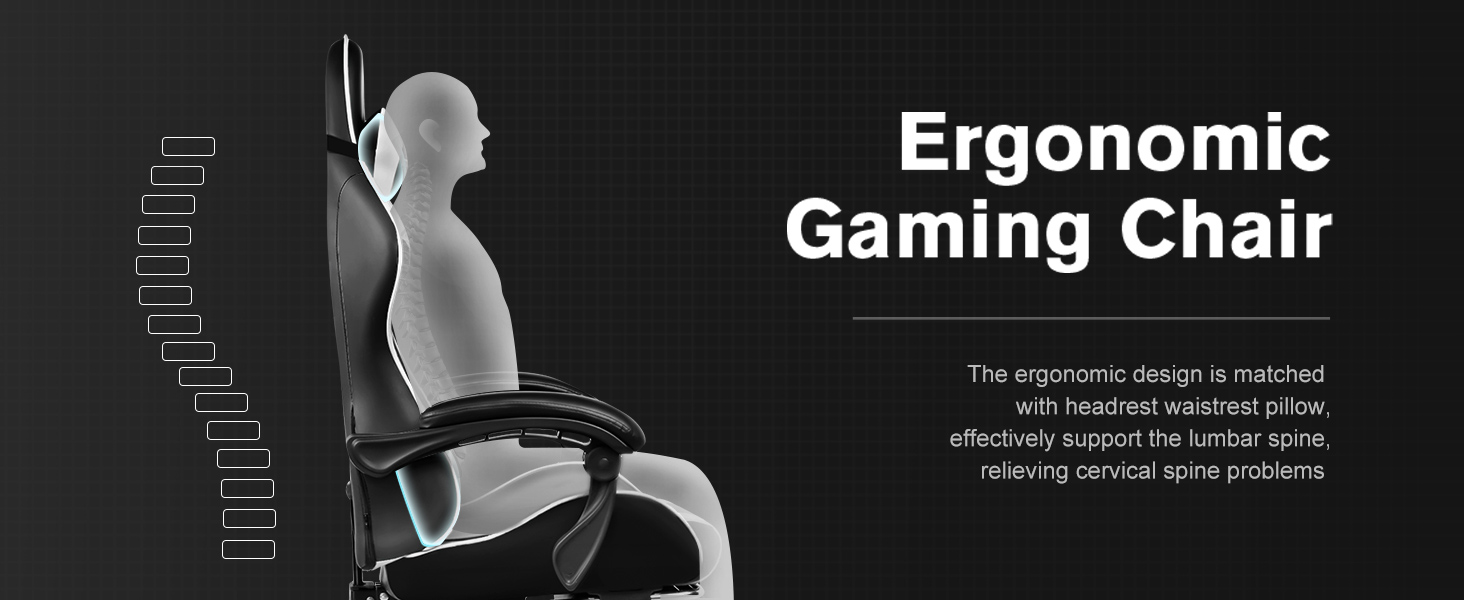 Ігровий крісло GTPLAYER з масажем, підніжка, підголівник, поперекова подушка, обертове, штучна шкіра, білий/чорний