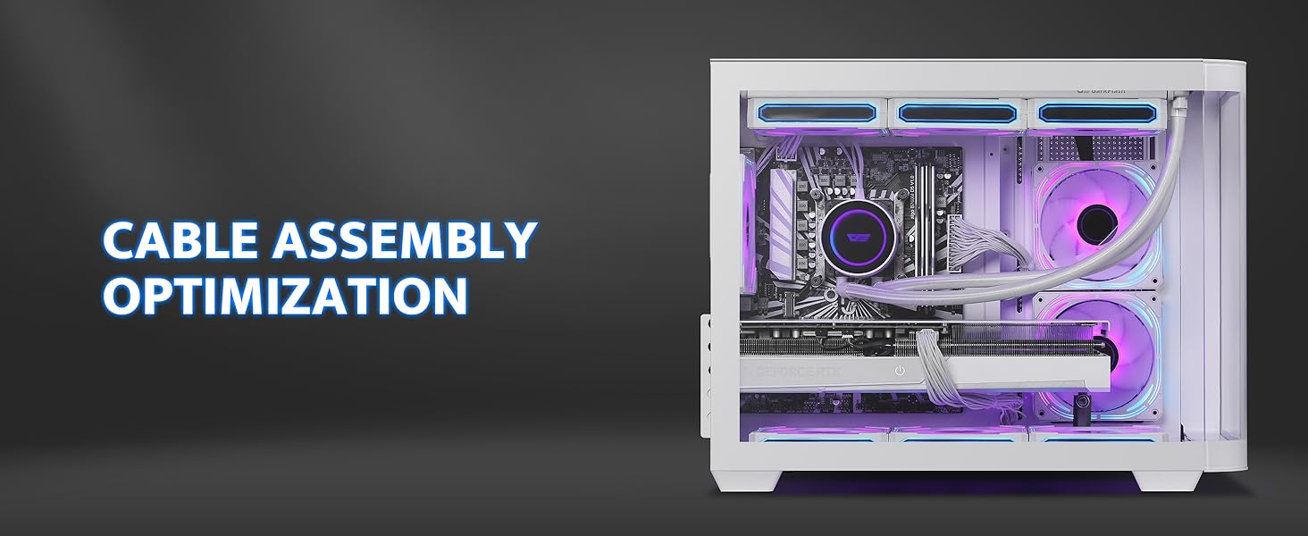 darkFlash ATX корпус для ігрового ПК з 4 ARGB вентиляторами, скло для повного огляду, 2 відсіки, Typ-C, підтримка 2x360 AIO, (DPW90)