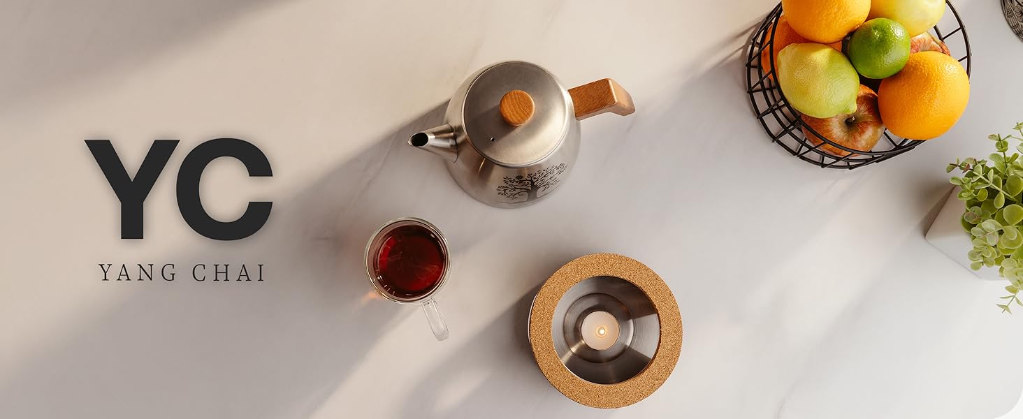Термос-чайник YC Yang Chai з ситом із нержавіючої сталі 304, двостінний, 1.1 л, з дубовими ручками, сріблястий