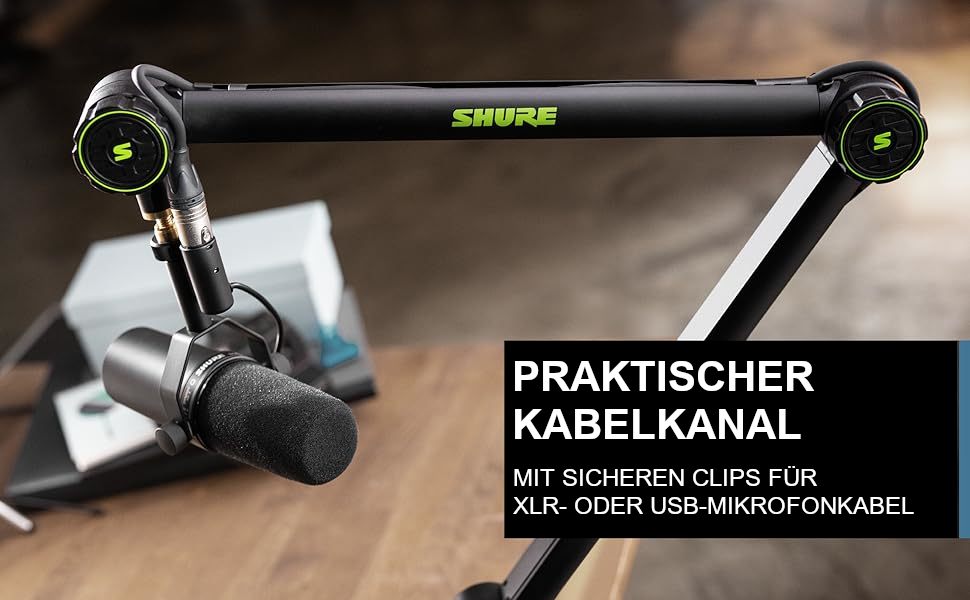 Штурмова стійка для мікрофона Shure by Gator з кабельною системою, чорна (SH-BROADCAST1)