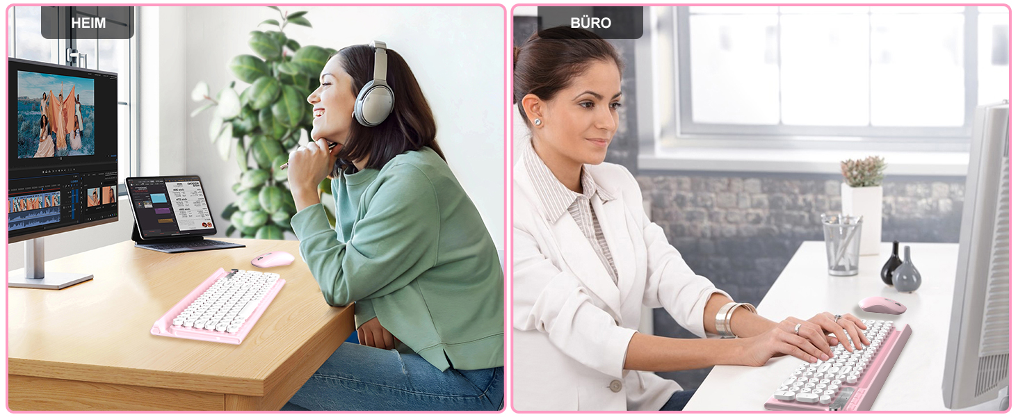 Ігрова клавіатура та миша RaceGT з RGB підсвічуванням, 104 клавіші, вологостійка, 7 кнопок миші 6400 DPI, QWERTZ (DE-Layout), рожевий колір