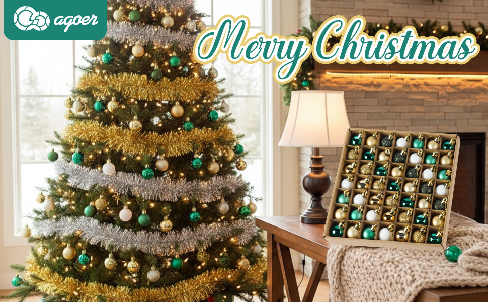 Набір прикрас для ялинки Agoer 100 шт. - кульки для ялинки з блискітками, пластикові, блакитні. Набір ялинкових прикрас для святкування Різдва та Нового року (зелені, золоті, білі, 3-4 см)