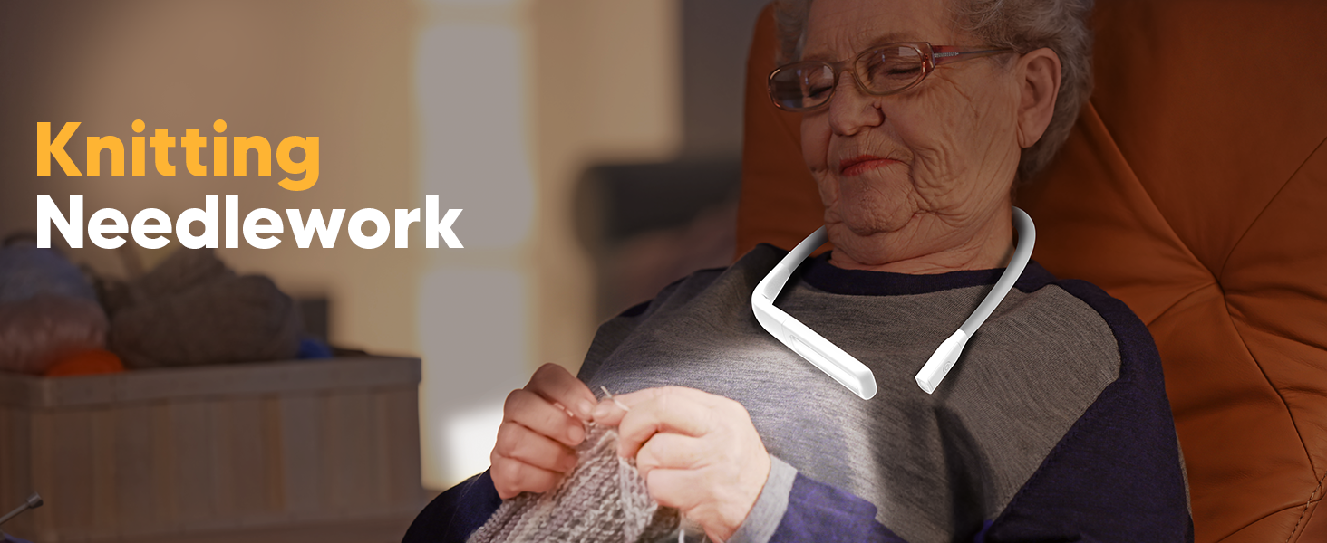 LED лампа на шию для читання Buch - 3 кольори, для в'язання, рукоділля, подарунок чоловікові. Біла