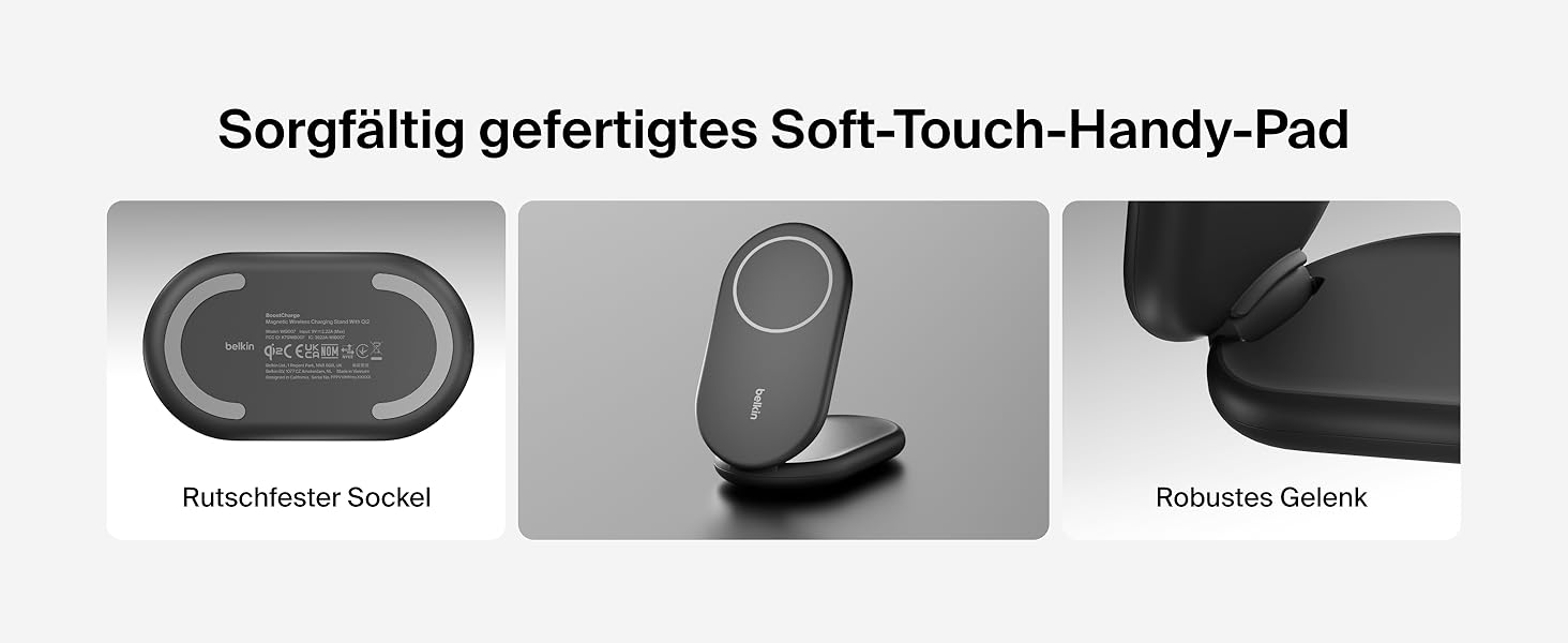 Belkin BoostCharge: Бездротовий зарядний пристрій з магнітним кріпленням Qi2, 15 Вт, сумісний з MagSafe для iPhone 17, Air, 16, 15, 14, 13, 12, Pixel, з функцією підставки – Чорний