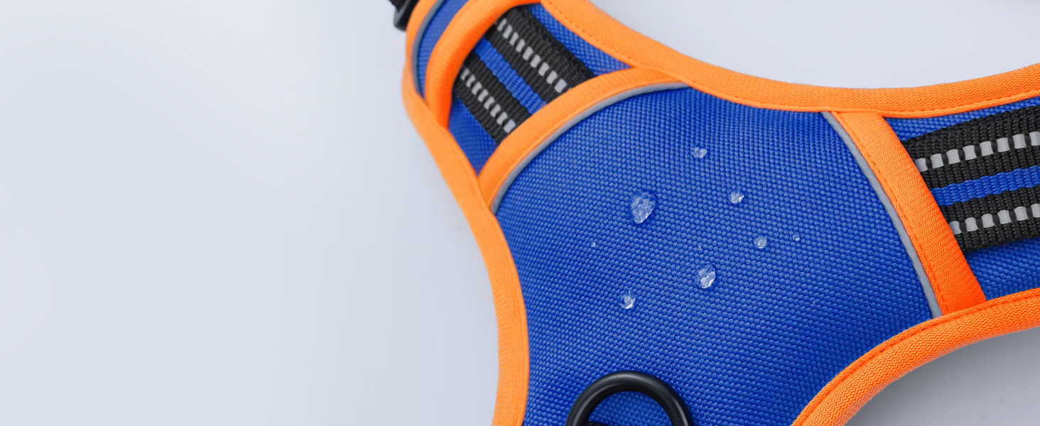 Шлейка для собак Eagloo великих порід, анти-тяга, з світловідбиваючими смугами, регульована, для Лабрадора, розмір L (XS, 1 шт., блакитний & оранжевий)