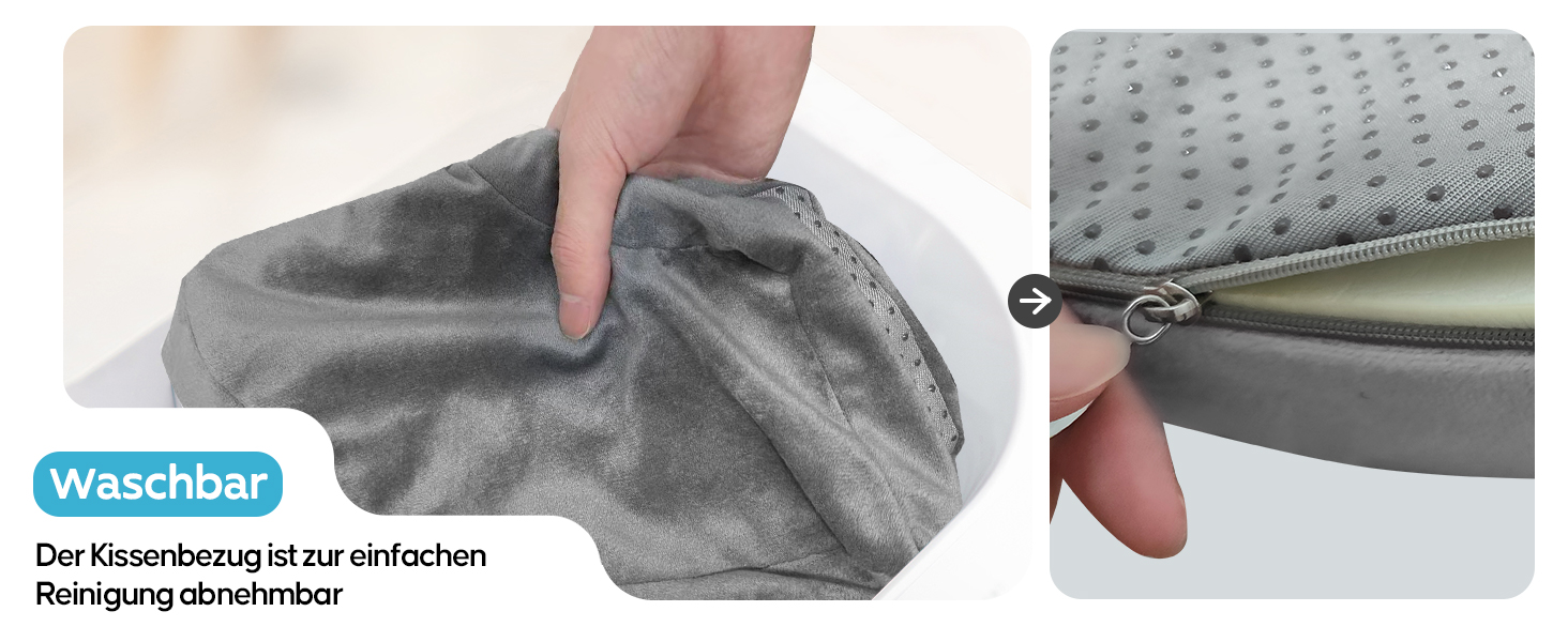 Ортопедична подушка для сидіння Benazcap Donut - для офісних крісел, авто та інвалідних візків. З memory foam для геморою, ішіасу, вагітності та після пологів (сіра)