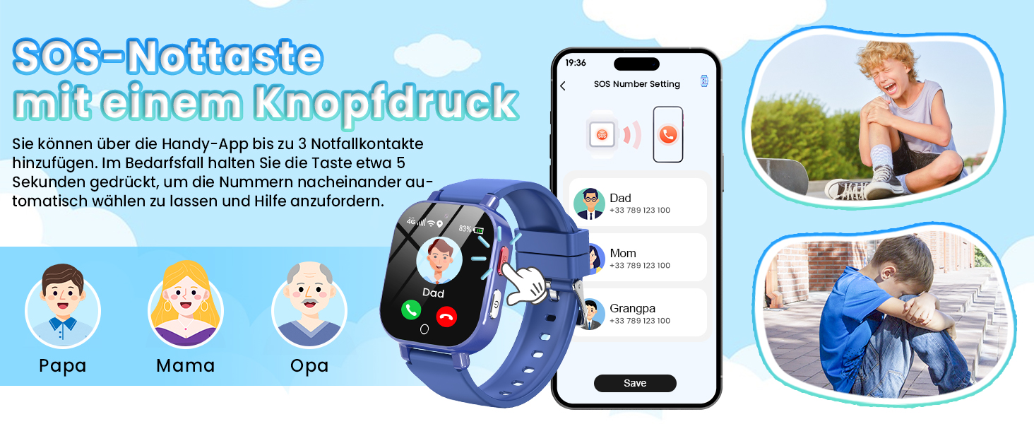 Дитячий розумний годинник 4G GPS з відеодзвінками та SOS, WiFi, крокомір, будильник, ігри, для дівчаток та хлопчиків від 4 років, чорний