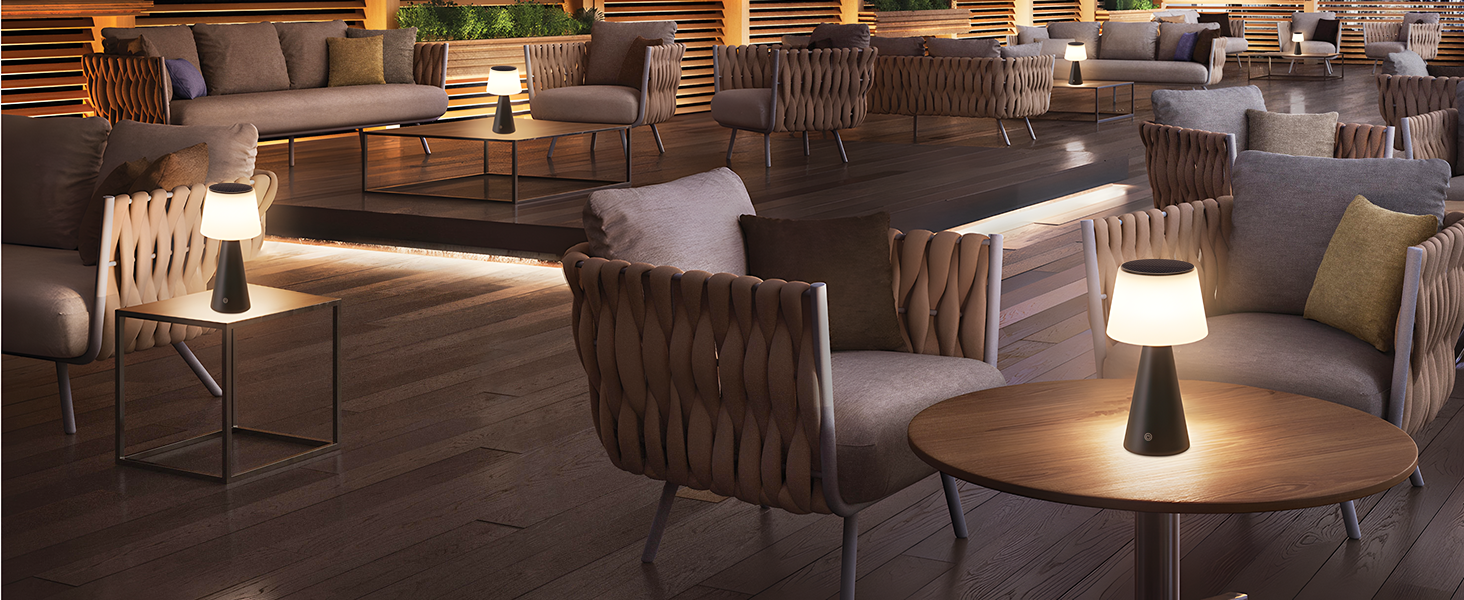 Настільна лампа акумуляторна LED 2 шт. чорна - бездротова, сенсорна, з USB зарядкою для спальні, вітальні, вулиці (3600mAh)