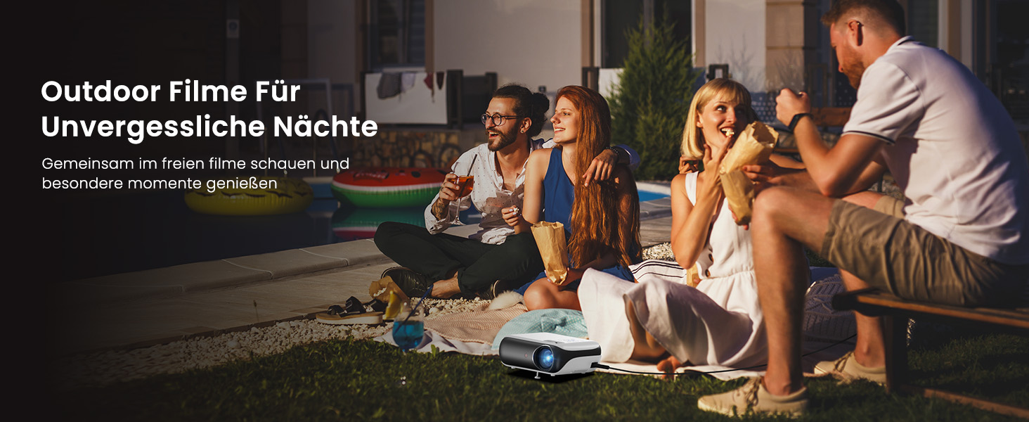 Портативний проєктор HAPPRUN Mini Beamer 4K з Bluetooth, 1080P, для дому та відпочинку на природі, сумісний з PS5, HDMI, USB