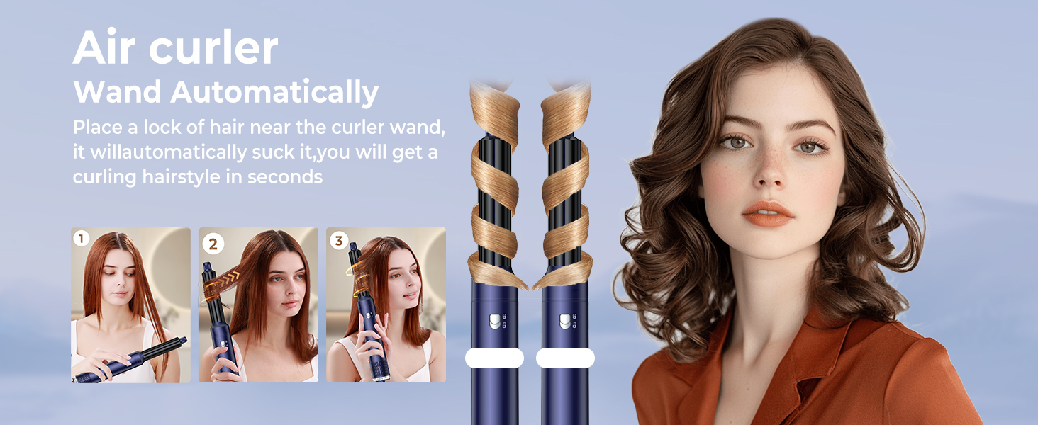 Фен-щітка 6 в 1 Airbrush | Професійний набір Air Styler - 1000W, круглі щітки, керлер, щітка для гарячого повітря, фен-щітка, фен, випрямляч | Для всіх типів волосся - блакитно-чорний