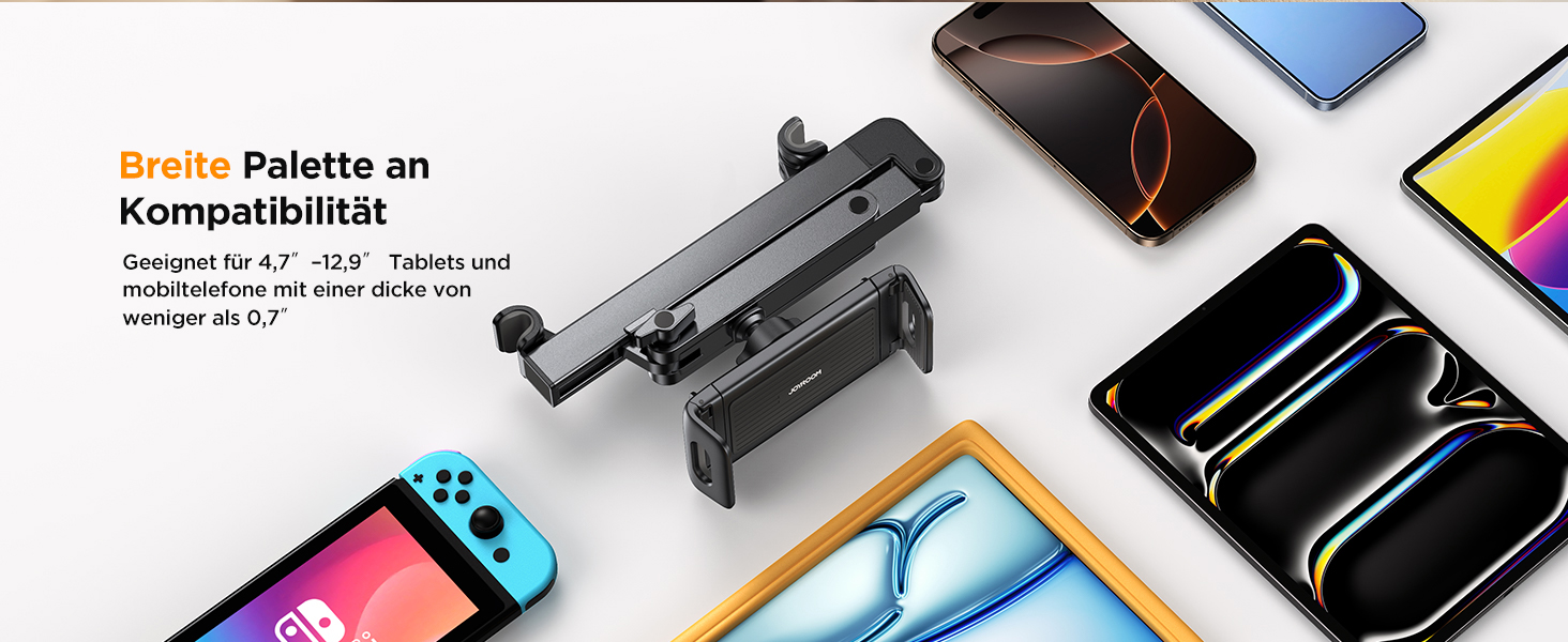 Тримач для планшета Joyroom в авто з двома стержнями та регульованим кріпленням, сумісний з iPad, Switch, Phone (4.7-13 дюймів)