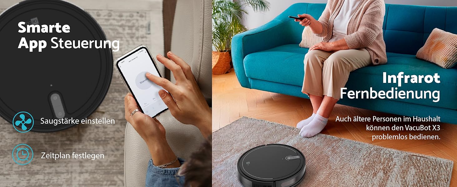 Робот-пилосос Aeco VacuBot з функцією миття підлоги (5000Pa, навігація лазером, до 160хв роботи, пульт, додаток)