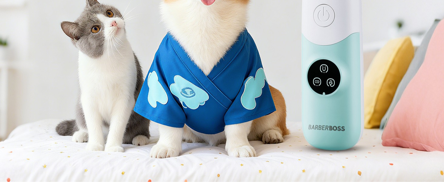 Професійний тример для собак, котів та інших тварин BarberBoss QR-9001 з LED-дисплеєм, безшумний, USB-зарядка, для грумінгу обличчя