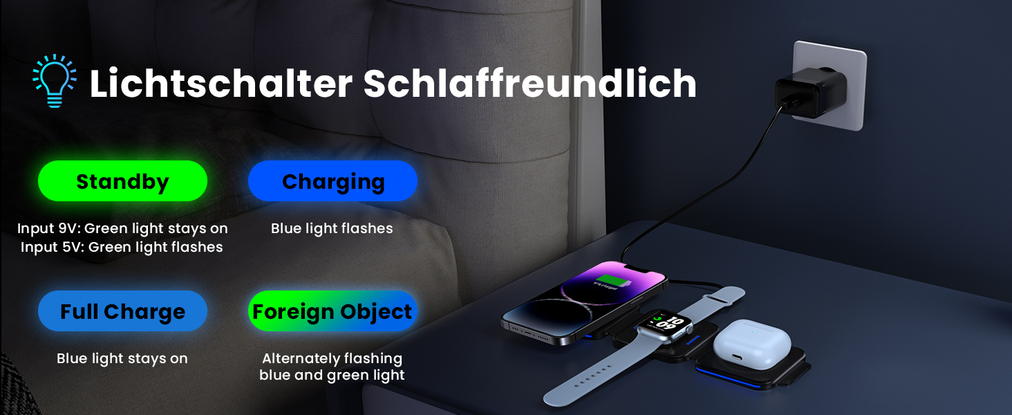 3-в-1 Бездротова зарядка для Apple Watch, iPhone та AirPods (сірий)