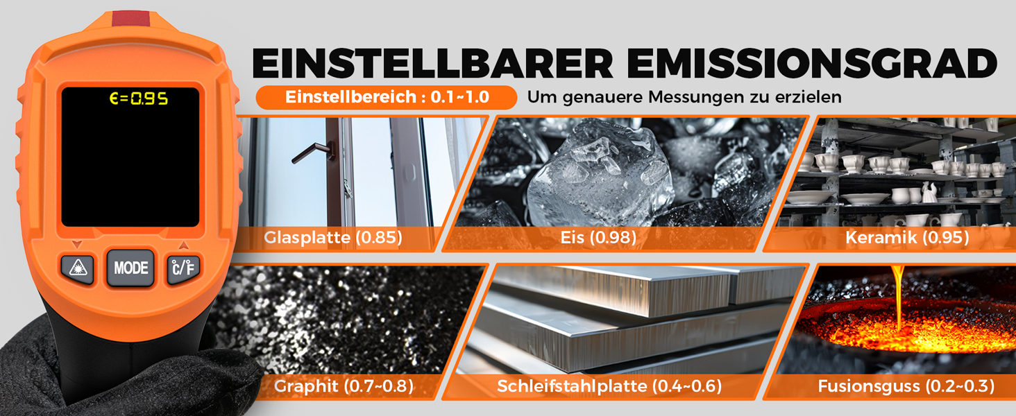 Інфрачервоний термометр лазерний IM06MAX з K-типом зонда (-50°C до 800°C) для промисловості, HVAC, приготування їжі та ремонту авто