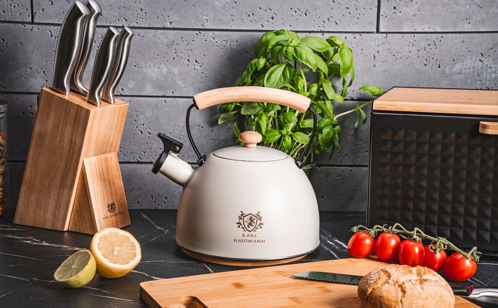 Індивідуальний чайник з нержавіючої сталі 2.5L з автоматичним свистком для індукційних, газових та електричних плит