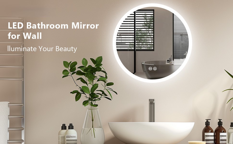 LED дзеркало для ванної кімнати AllRight з підсвічуванням 50см кругле - диммування, 3 кольори світла (3500K-6500K), сенсорне керування, антизапар, для макіяжу та гоління