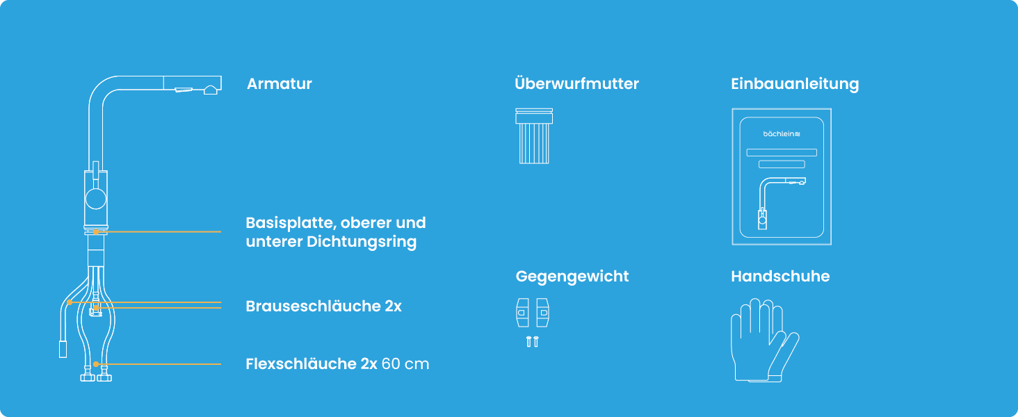 Кухонний змішувач Bächlein Varvaro – поворотний на 360° з висувним шлангом та душем – нержавіюча сталь