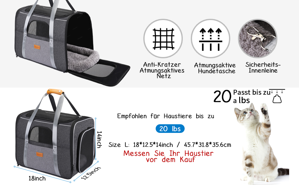 Транспортна переноска для собак, сіра, розмір L (47 x 32 x 36 см)