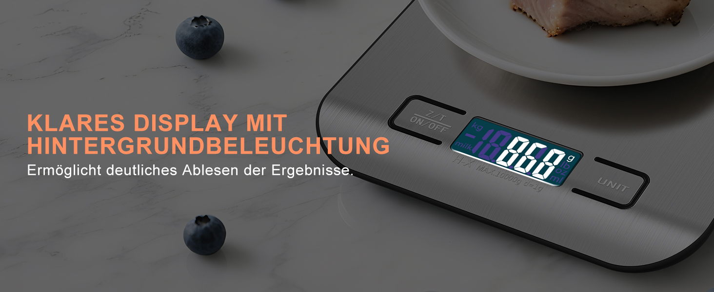 Цифрова кухонна вага 10 кг з LCD дисплеєм та функцією тарування, для випічки, приготування їжі та зважування ювелірних виробів, 1г, срібна, K1H