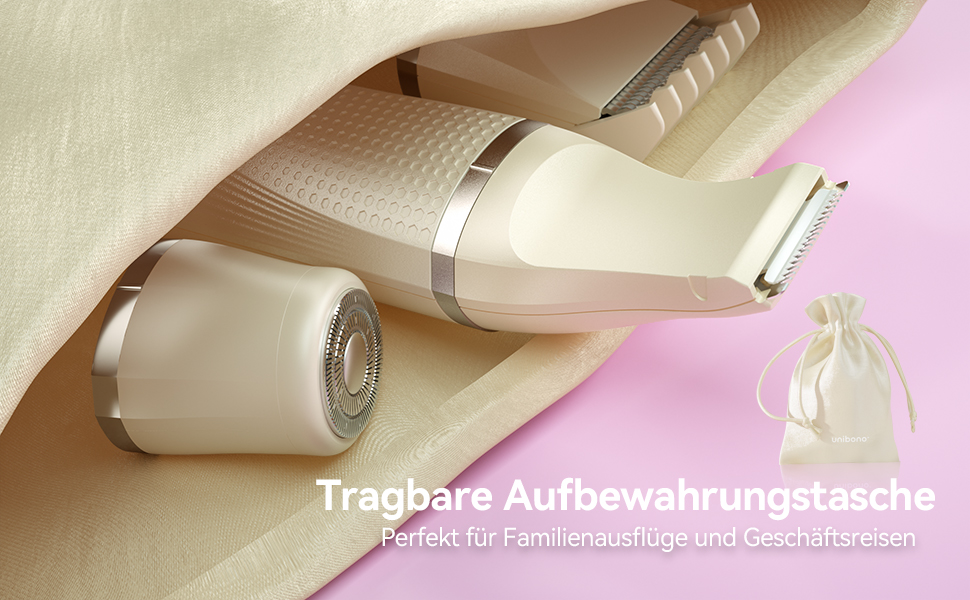 Електричний набір для гоління жінок, багатофункціональний. Ідеально підходить для гоління тіла, зони бікіні, ніг та рук. З USB-C зарядкою та чохлом. Бежевий колір.