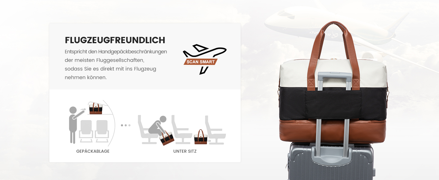 Сумка-трансформер LOVEVOOK для подорожей: велика дорожня сумка-шопер 60L з відділенням для взуття, водонепроникна, 55x42x25см