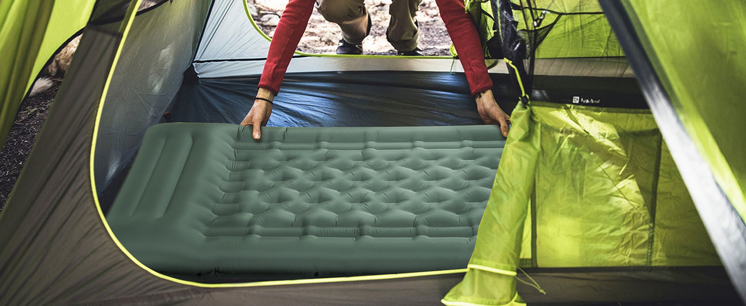 Каремат самонадувний Camping 2025, 12 см, з помпою та подушкою, міцний, ультралегкий для туризму, пляжу