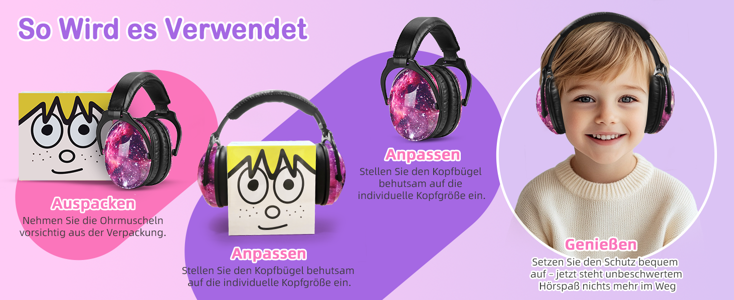 Навушники для захисту від шуму ZOHAN 030 для дітей 3-18 років, для дітей з аутизмом, для школи, концерту, галактичний дизайн