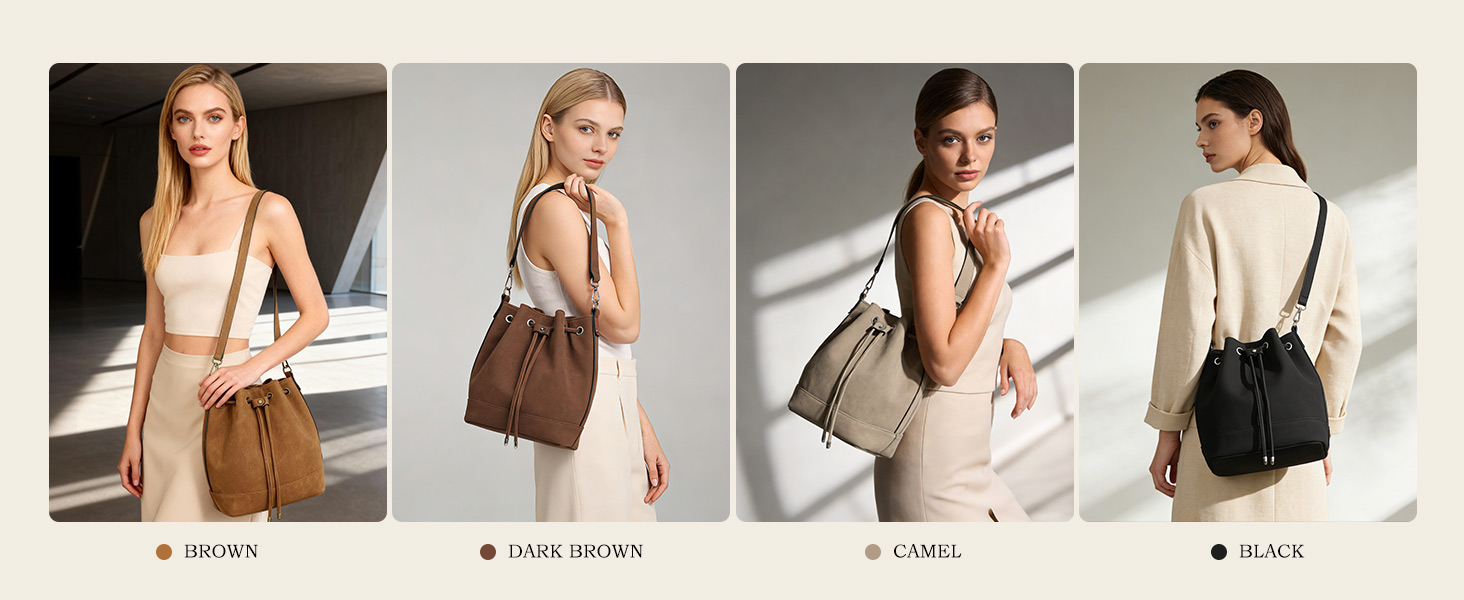 Сумка жіноча AFKOMST через плече, велика м'яка сумка-шопер з двома ременями (темно-коричнева)