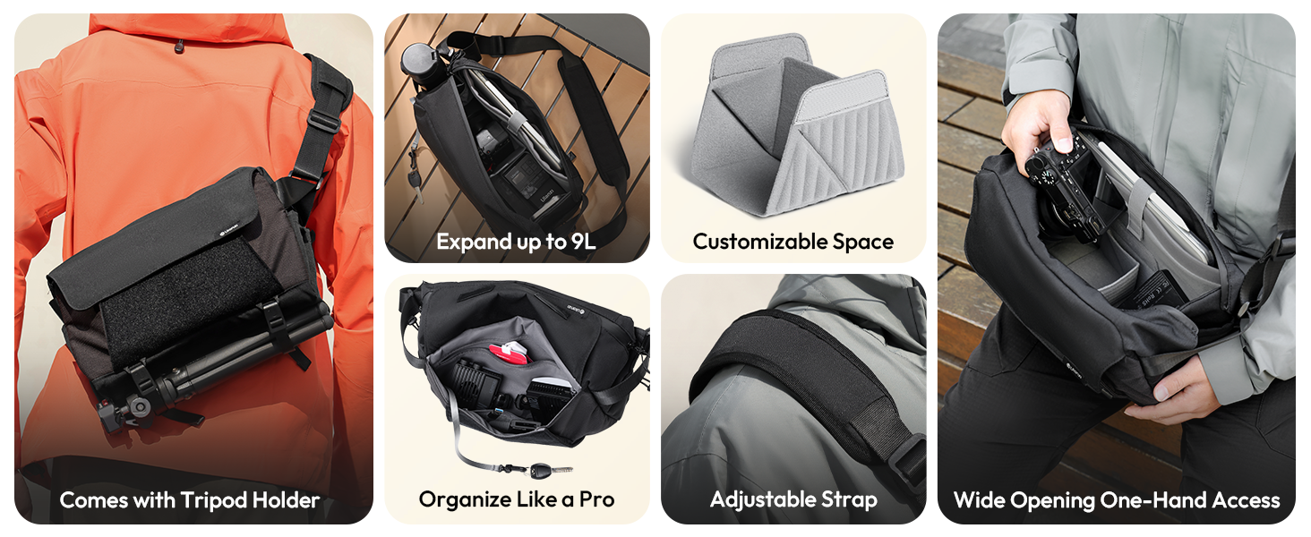 Сумка для камери ULANZI 9L: DSLR/SLR, Stativ, Diebstahlschutz, Sony, Canon, Fujifilm