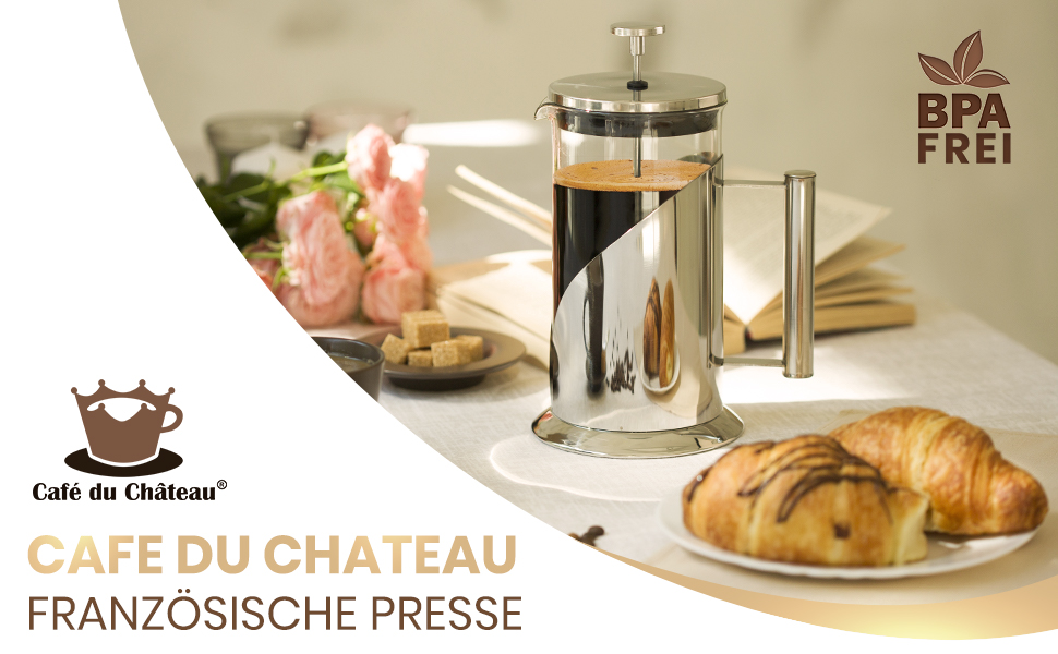 Cafe Du Chateau French Press Maker Electric Hot Water Dispenser, fast instant heating kettle with a transparent tank for water measurement, for tea, coffee, 2.17 l NutriChef, One Size, Black