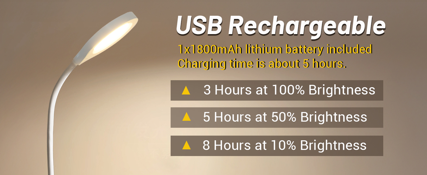 LED лампа для читання Akynite з акумулятором, 5 кольорів та 5 рівнів яскравості, кріпиться на ліжко, дитяча лампа для пеленального столика, біла