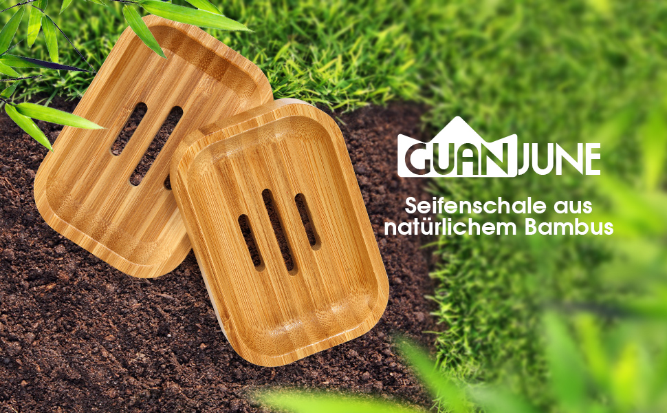 Набір з 2 дерев'яних підставок для мила з бамбука GuanJune для ванної кімнати та кухні