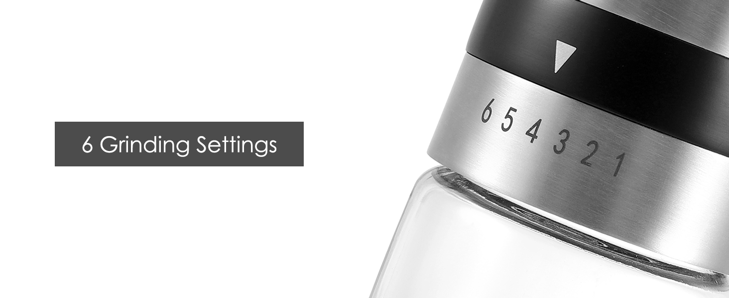 Кавомолка ручна Vzaahu з регулюванням ступеня помолу, керамічний жорно, для дому, офісу, подорожей, срібна