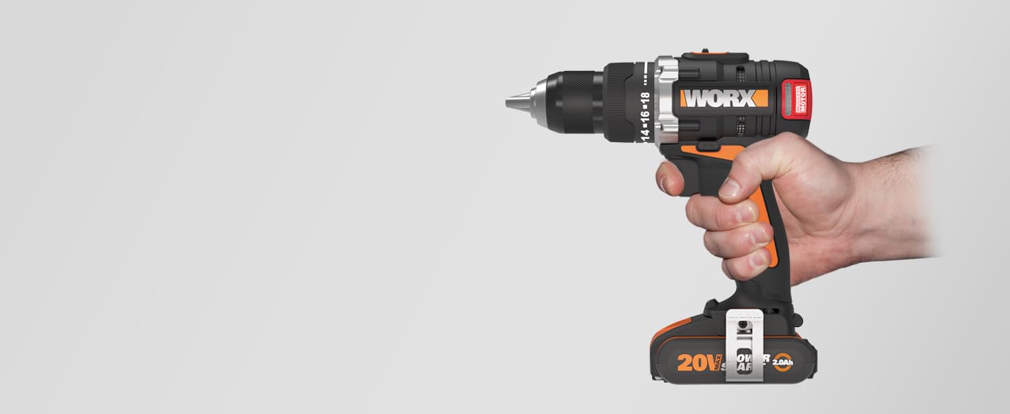 WORX WX175.9 Акумуляторний дриль-шуруповерт 20V – безщітковий, 60Nm, 2-швидкісний, з LED-підсвічуванням. Комплект для свердління та закручування (без акумулятора та зарядного пристрою)