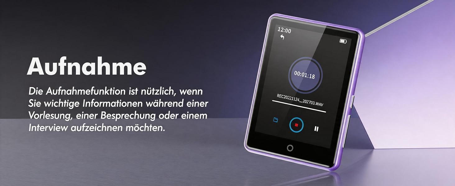 Дитячий MP3-плеєр з Bluetooth 5.3, вбудованим динаміком та сенсорним екраном 2.8