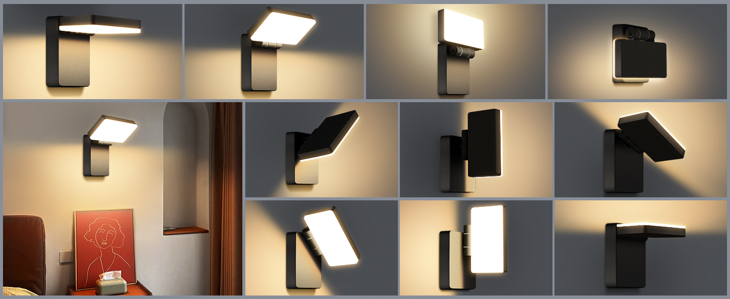 Зовнішня LED-стінна лампа Kingwen 40W, 3000K, поворотна на 360°, IP65, чорна, для дому та вулиці