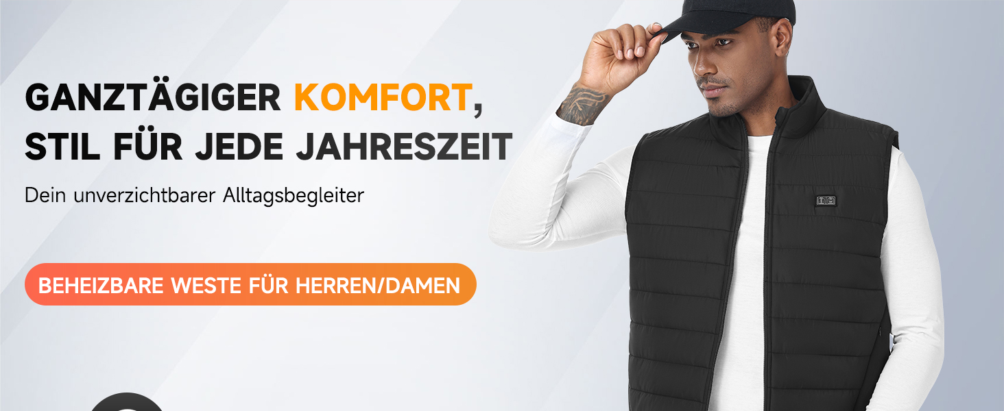 Обогріваючий жилет, жилет з підігрівом для жінок та чоловіків, тепла куртка з акумулятором, куртка з підігрівом з Powerbank, 7.4V/5.0V куртка з 3 рівнями налаштування температури, 6 зон обігріву, теплий жилет, зимова куртка, водонепроникний одяг з акумулятором, чорний - 10000mAh 5V Powerbank