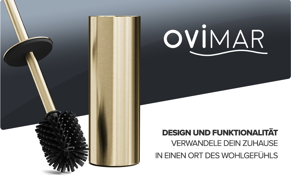 Набір для чищення унітазу Ingoy | Силіконова щітка для унітазу | Чорний | з нержавіючої сталі з кришкою | для ванної кімнати та гостьового WC | Змінний насадок | Дизайн Silvolles (Золотий)