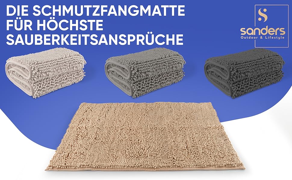 SANDERS Luxury Entrance Mat - Non-Slip, Machine Washable Doormat - 24'x36' - for Indoor Use, Pets, Entryway, Hallway, Camping - Grey