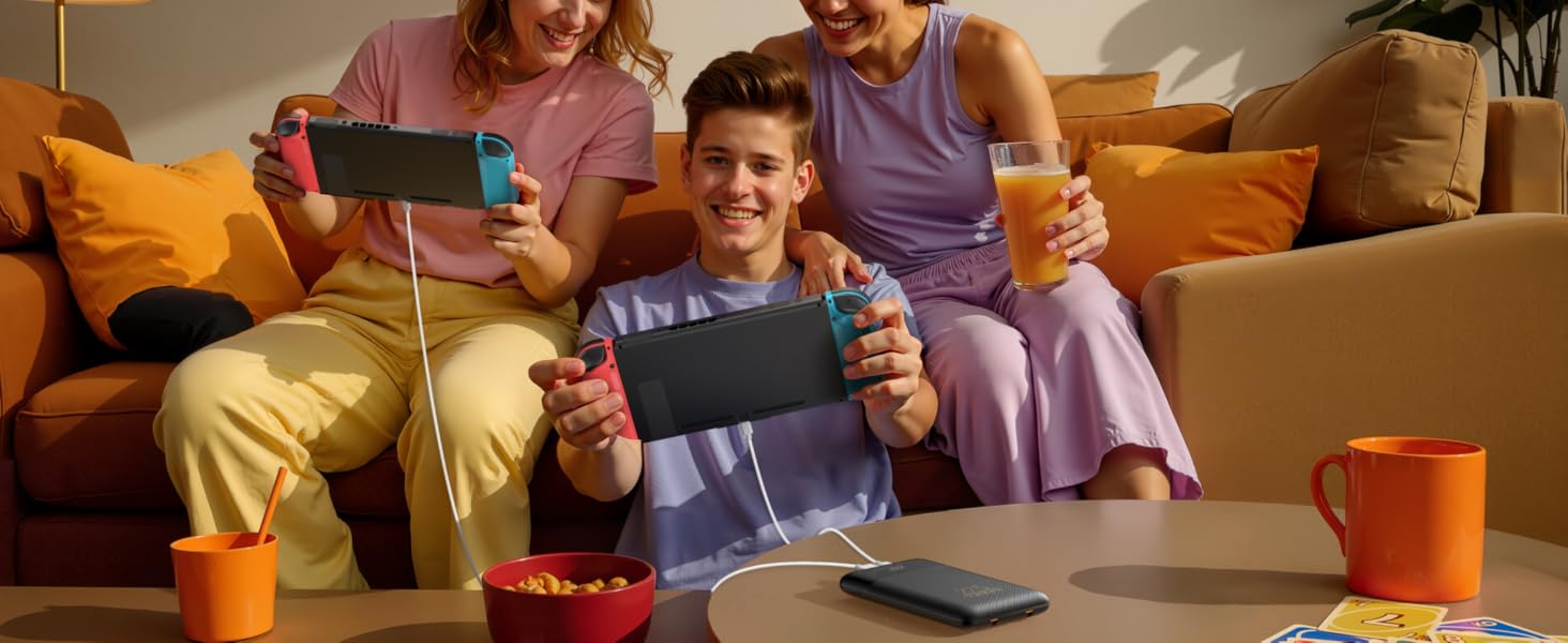 Повербанк VEGER 10000mAh 22.5W з вбудованим кабелем USB-C, швидка зарядка, чорний