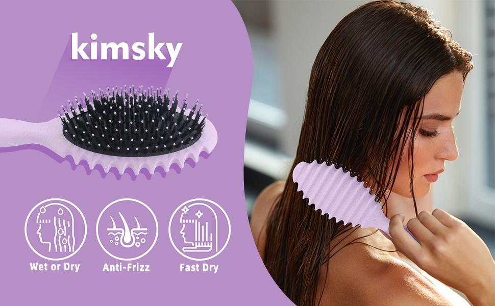 Льок-щітка, універсальна для чоловіків та жінок, для кучерявого волосся, безшумна, підходить для всіх типів волосся (кучерявого та гладкого) - фіолетова
