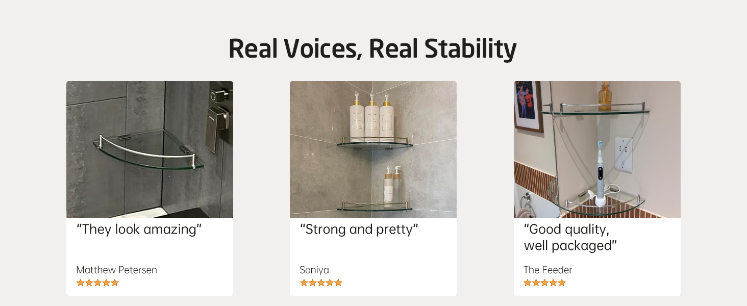 Скляна поличка для душу KES - 2 шт. з нержавіючої сталі (SUS304) для ванної кімнати